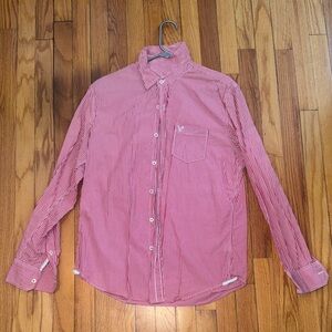 American Eagle Outfitters Red Striped Button Down Shirt